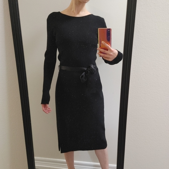 PAULE KA Dresses & Skirts - PAULE KA Merino Wool Cashmere Black Pencil Sweater Dress